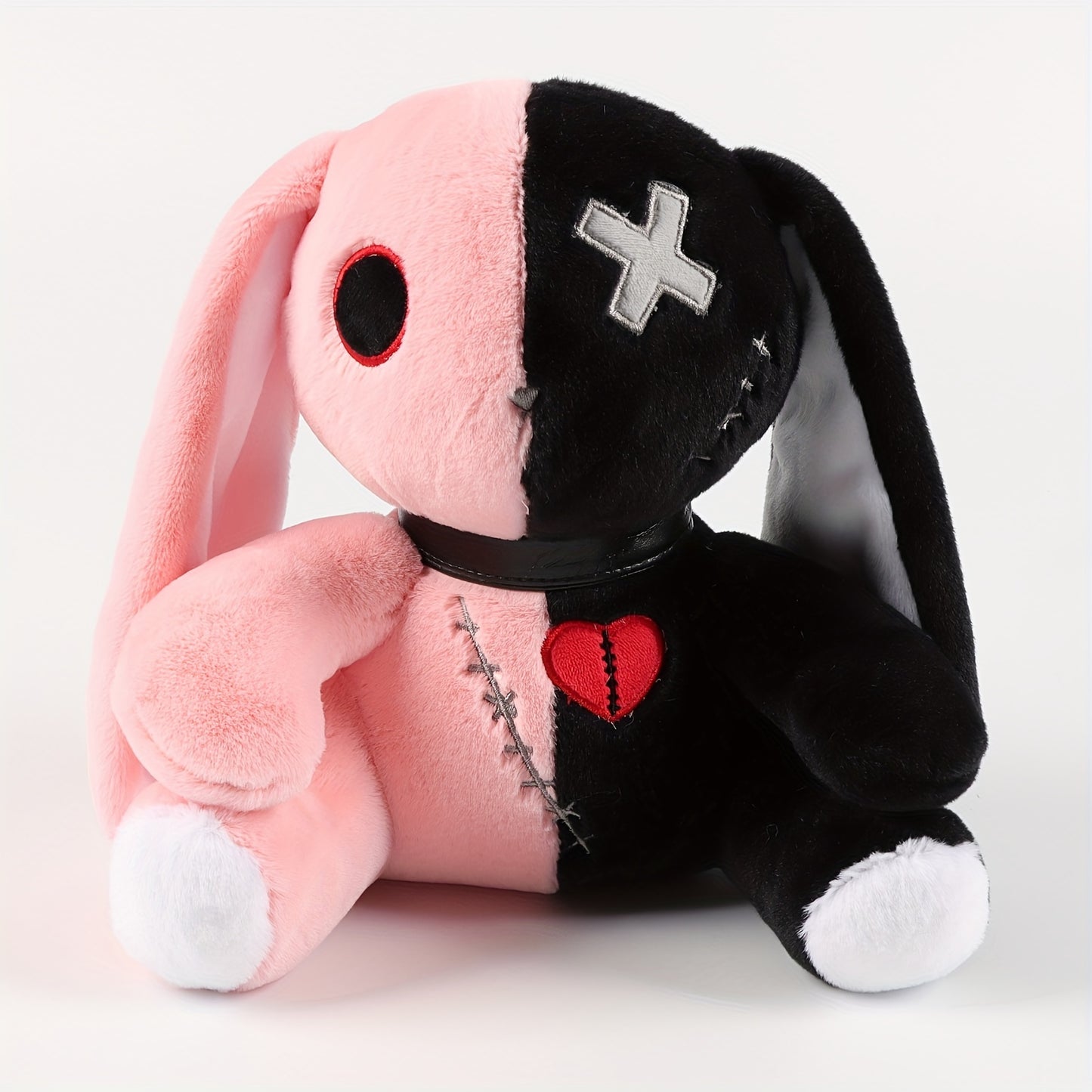 25cm/9.84in Creepy Gothic Bunny Plush, Spooky Bunny Stuffed Animal Cute Horror Dreadful Bunny Doll, Crazy Rabbit Plushie Toys For Halloween Easter Christmas Birthday Gift
