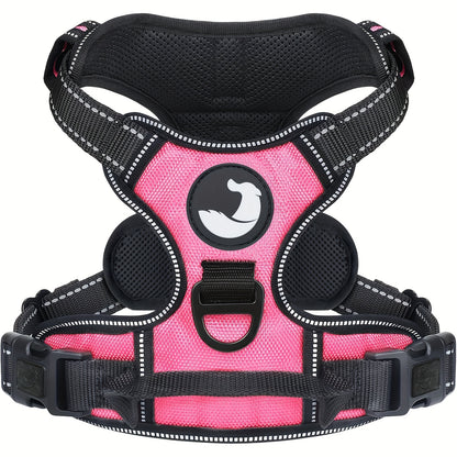 Dog Harness, Reflective No Choke Pet Vest With Front And Back 2 Leash Clips, Soft Padded Dog Harnesses With Easy Control Handle For Training And Walking