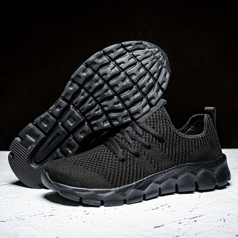 Men's Lightweight Breathable Running Shoe, Lace-Up Casual Sneakers for Gym, Jogging & Daily Wear (All-Season, Solid Color)