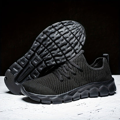 Men's Lightweight Breathable Running Shoe, Lace-Up Casual Sneakers for Gym, Jogging & Daily Wear (All-Season, Solid Color)