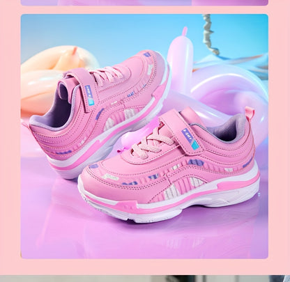 Girl's Solid Sneakers With Hook & Loop Fastener, Comfy Non Slip Casual Soft Sole Shoes For Kids Outdoor Activities