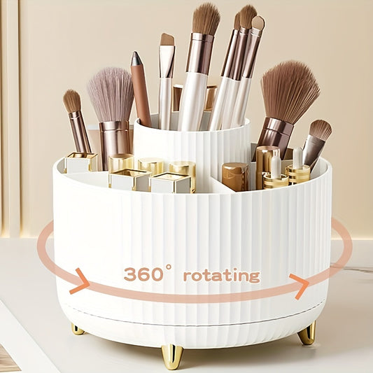 Organizer per il trucco girevole a 360° - 1 contenitore per cosmetici in plastica con 5 scomparti - Supporto multifunzionale per pennelli, rossetti, prodotti per la cura della pelle e cancelleria - Resistente