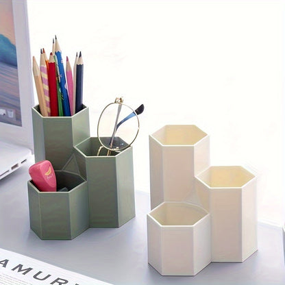 1 portapenne inclinato a tre griglie, scatola portaoggetti da scrivania multifunzionale, scatola portaoggetti per cancelleria creativa e alla moda