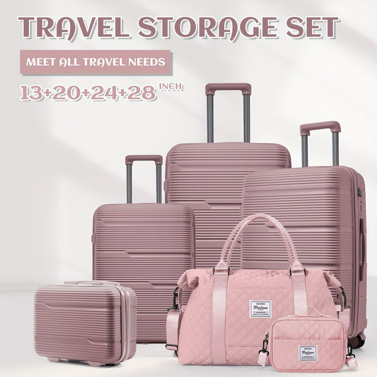Set di valigie da viaggio Coofay, 33,02-71,12 cm, con ruote silenziose, materiale PP, valigie da cabina e da stiva resistenti, beauty case e beauty case, versatile attrezzatura da viaggio