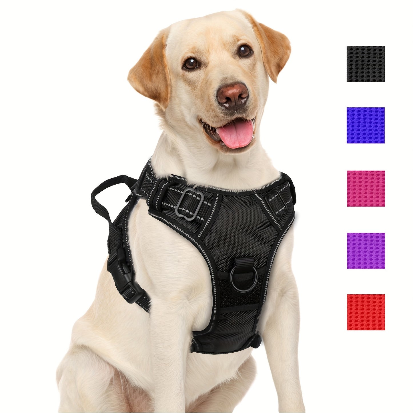 Dog Harness, Reflective No Choke Pet Vest With Front And Back 2 Leash Clips, Soft Padded Dog Harnesses With Easy Control Handle For Training And Walking