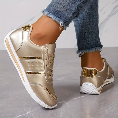 Sneakers casual da donna Golden - Leggere, suola morbida, allacciate, design basso alla moda, versatili per tutte le stagioni