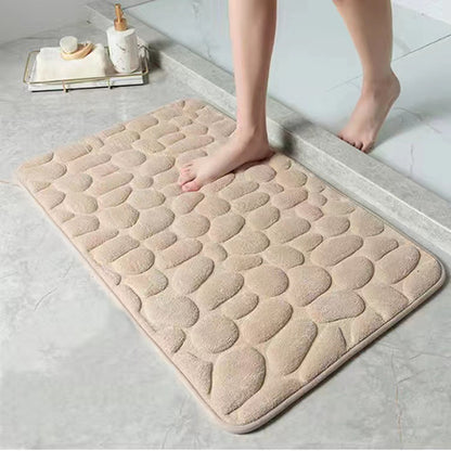 1pc Soft and Comfortable Memory Foam Bath Rug with Cobblestone Embossment - Rapid Water Absorbent and Washable - Non-Slip - Perfect for Shower Room and Bathroom Accessories, Bathroom decorations, kitchen Area Rugs, bedrooom,