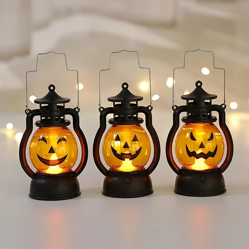 1pc Halloween Oil Lamp, Portable Pumpkin Skull Pony Lantern, Bar Party Atmosphere Light, Halloween Decoration