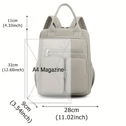 Zaino alla moda da donna, in nylon, con manico morbido, tinta unita, multitasche, con cerniera da viaggio, borse scolastiche femminili, zaino per laptop
