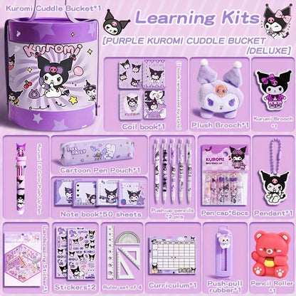 Official Sanrio Kuromi Hug Bucket Study Stationery Gift Set - Includes Multi-Function Study Supplies, Portable Hug Bucket, Ideal for Graduation/Birthday/Christmas Gifts