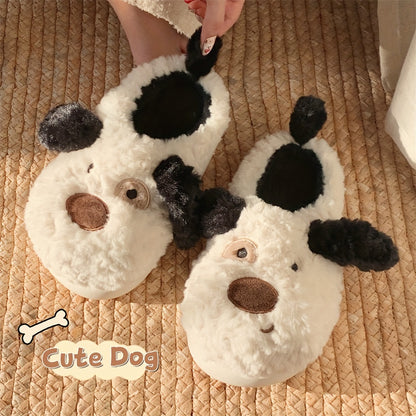 XIXITIAO Simpatiche scarpe da casa pelose con cuccioli di cartone animato per ragazzi, comode scarpe da passeggio con fondo morbido antiscivolo per interni, autunno e inverno