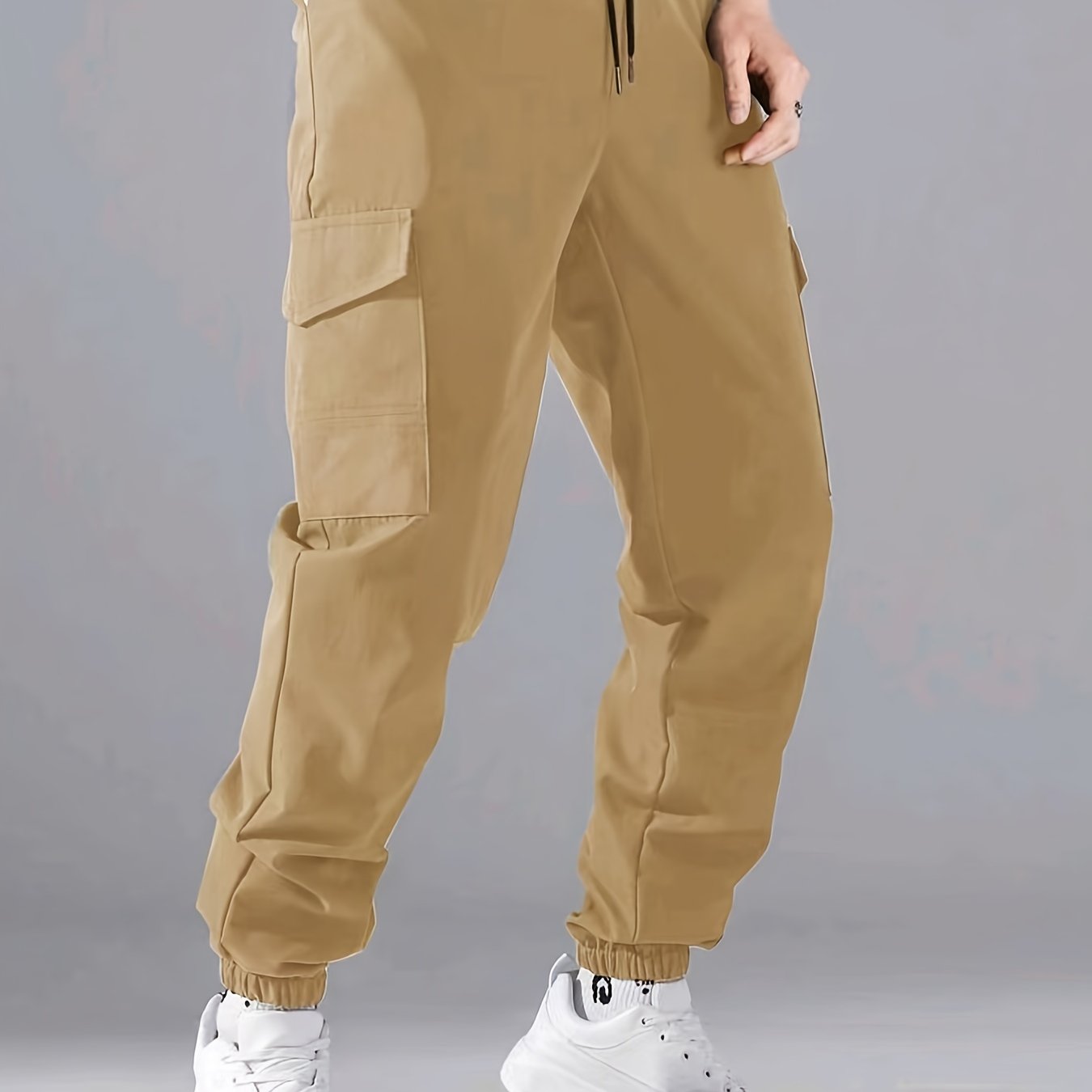Pantaloni cargo alla moda, pantaloni da uomo con coulisse e tasche multiple, pantaloni casual larghi da esterno, pantaloni da lavoro da uomo per attività all'aperto, stile streetwear hip hop