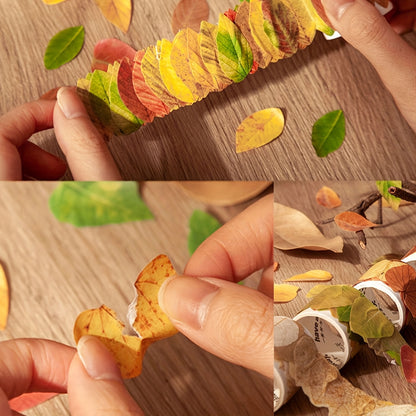 Un rotolo di 50 bellissime foglie finte, perfette per adesivi di cancelleria artistica per il ritorno a scuola, adatte per la creazione di cartoline, adesivi per confezioni regalo, segnalibri, nastro adesivo per regali