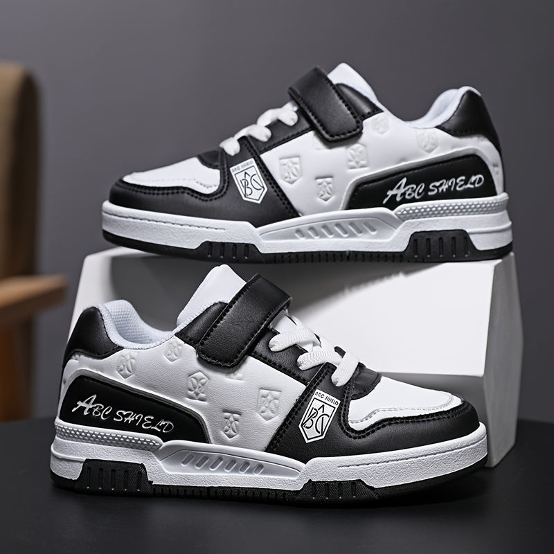 Scarpe da skate riflettenti alla moda per bambini, comode scarpe da ginnastica casual antiscivolo a blocchi di colore per attività all'aperto per bambini