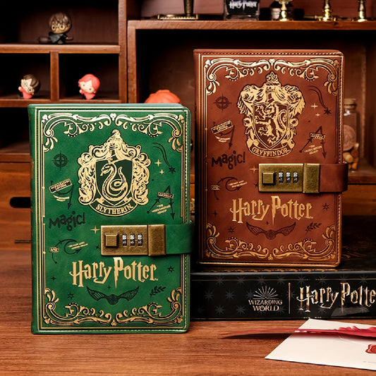 WB 2D Flat, Vintage Hobbit & Wizard School Notebooks - Engraved Passwords, Golden Glitter Design, Mixed Colors, Retro Magic-Themed Stationery for Fans, Collectible Back-to-School Gift, Magic School Supplies, Themed Stationery