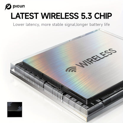 Cuffie wireless Picun B8, 120 ore di autonomia, 3EQ e modalità gioco, chiamate in vivavoce, cuffie pieghevoli sovraurali per viaggi, casa, ufficio, cellulare, PC