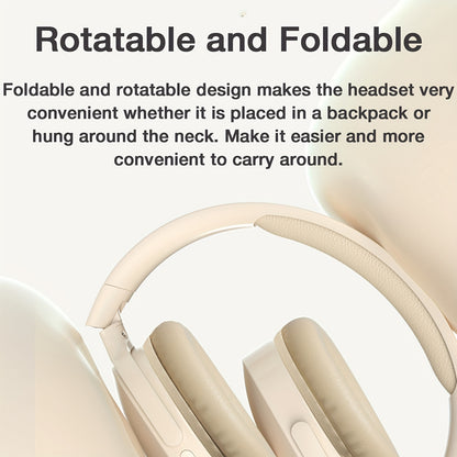 Cuffie wireless over-ear GENAI P2961 - 20 ore di riproduzione, comode e pieghevoli, connettività wireless, microfono con cancellazione del rumore, custodia di ricarica USB, ideali per viaggi, casa, ufficio - design bianco elegante