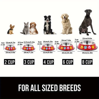 Adorabile ciotola per cani con stampa a zampa - Acciaio inossidabile, antiscivolo e antiruggine, resistente stazione di alimentazione per il tuo amico peloso - Elegante bacinella per acqua e cibo