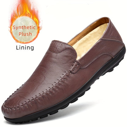 Scarpe casual da lavoro slip-on da uomo CLOHOO - Tomaia in pelle traspirante di secondo strato, comoda fodera in PU e suola in gomma, versatili per tutte le stagioni per ufficio, viaggi e vacanze - Nero, aspetto raffinato | Suola in gomma robusta, Dre