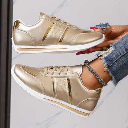 Sneakers casual da donna Golden - Leggere, suola morbida, allacciate, design basso alla moda, versatili per tutte le stagioni