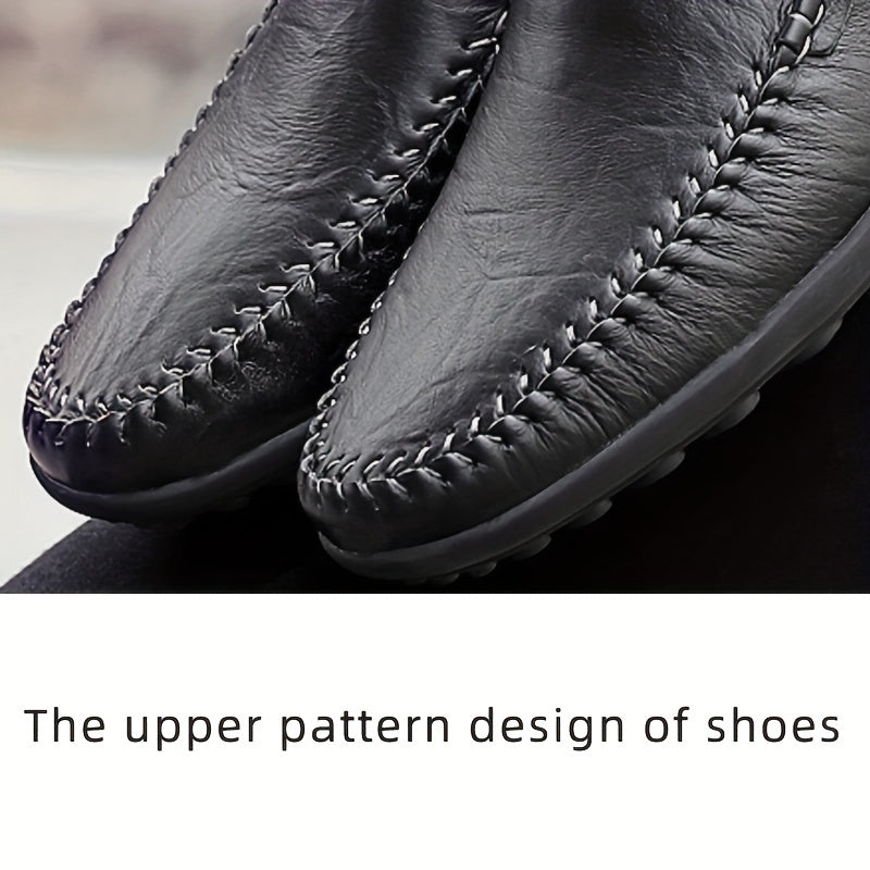 Scarpe casual da lavoro slip-on da uomo CLOHOO - Tomaia in pelle traspirante di secondo strato, comoda fodera in PU e suola in gomma, versatili per tutte le stagioni per ufficio, viaggi e vacanze - Nero, aspetto raffinato | Suola in gomma robusta, Dre