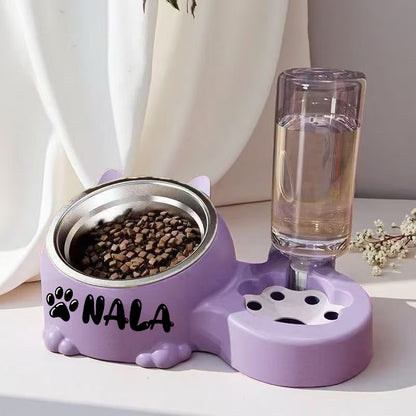 Automatic Smart Pet Feeder and Water Dispenser with Custom Name/Meal Times - Gravity-Fed System, Spill-Proof Design, Easy-Clean Durable Plastic Construction - for Cats, Small Dogs - Auto Food & Water Dispenser with Timer, Ide