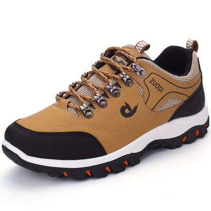 Men's Durable Low Top Lace Up Sneakers For Outdoor Walking Jogging Hiking, Mountain Climbing Comfy