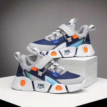 Sneakers traspiranti in maglia per bambine - Sneakers basse a righe alla moda con chiusura a strappo, leggere e comode per tutte le stagioni, design rosa e nero con tomaia in mesh e suola in EVA, adatte ai piedi dei più piccoli.