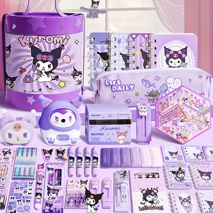 Official Sanrio Kuromi Hug Bucket Study Stationery Gift Set - Includes Multi-Function Study Supplies, Portable Hug Bucket, Ideal for Graduation/Birthday/Christmas Gifts