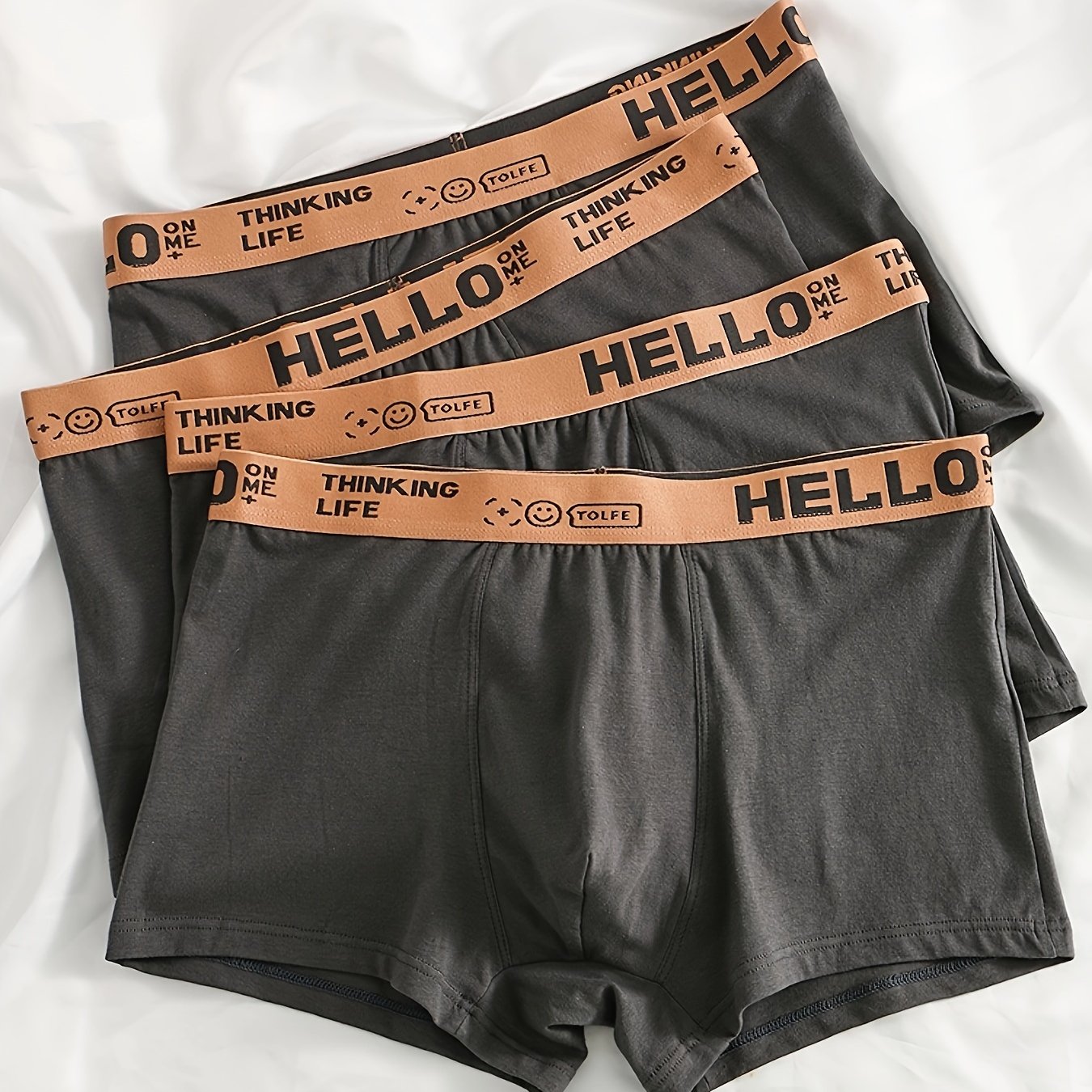4PCS Men's Underpants Teenagers Men's Underpants Boxer Trendy Underpants Random Printing Non-positioning