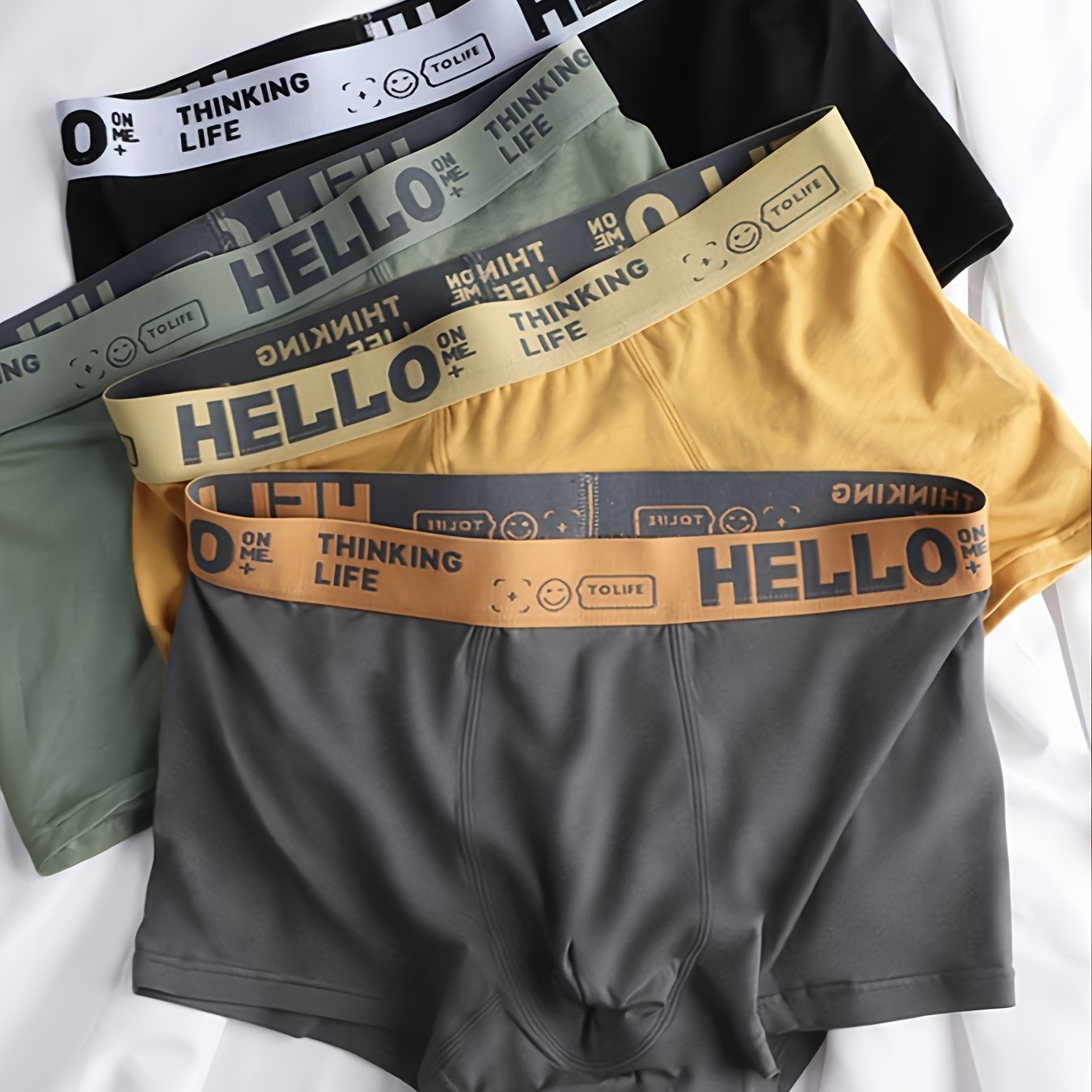 4PCS Men's Underpants Teenagers Men's Underpants Boxer Trendy Underpants Random Printing Non-positioning