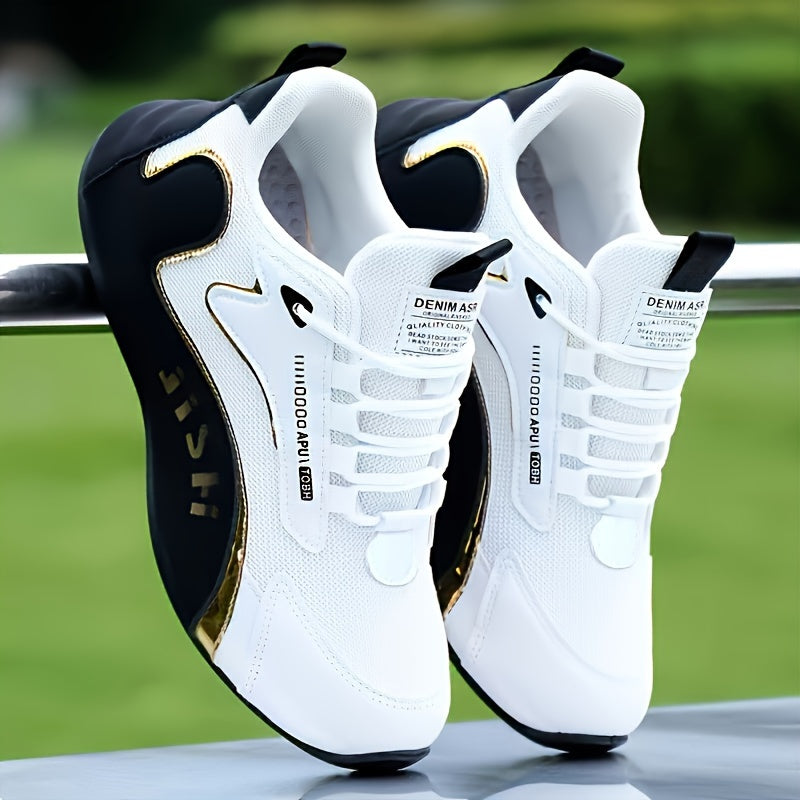 Men's Trendy Colour Block Running Shoes, Comfy Non Slip Breathable Lace Up Sneakers For Men's Outdoor Activities