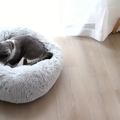 Cozy Round Coral Pink Fleece Cat Bed - Plush Washable Pet Mattress with Soft Polyester Fill, Durable & Easy-Clean Bedding for Small/Medium Cats & Dogs, Warm Fleece Bed for /Outdoor Use, Cute Pink Pet Bed for Bedside or Couch