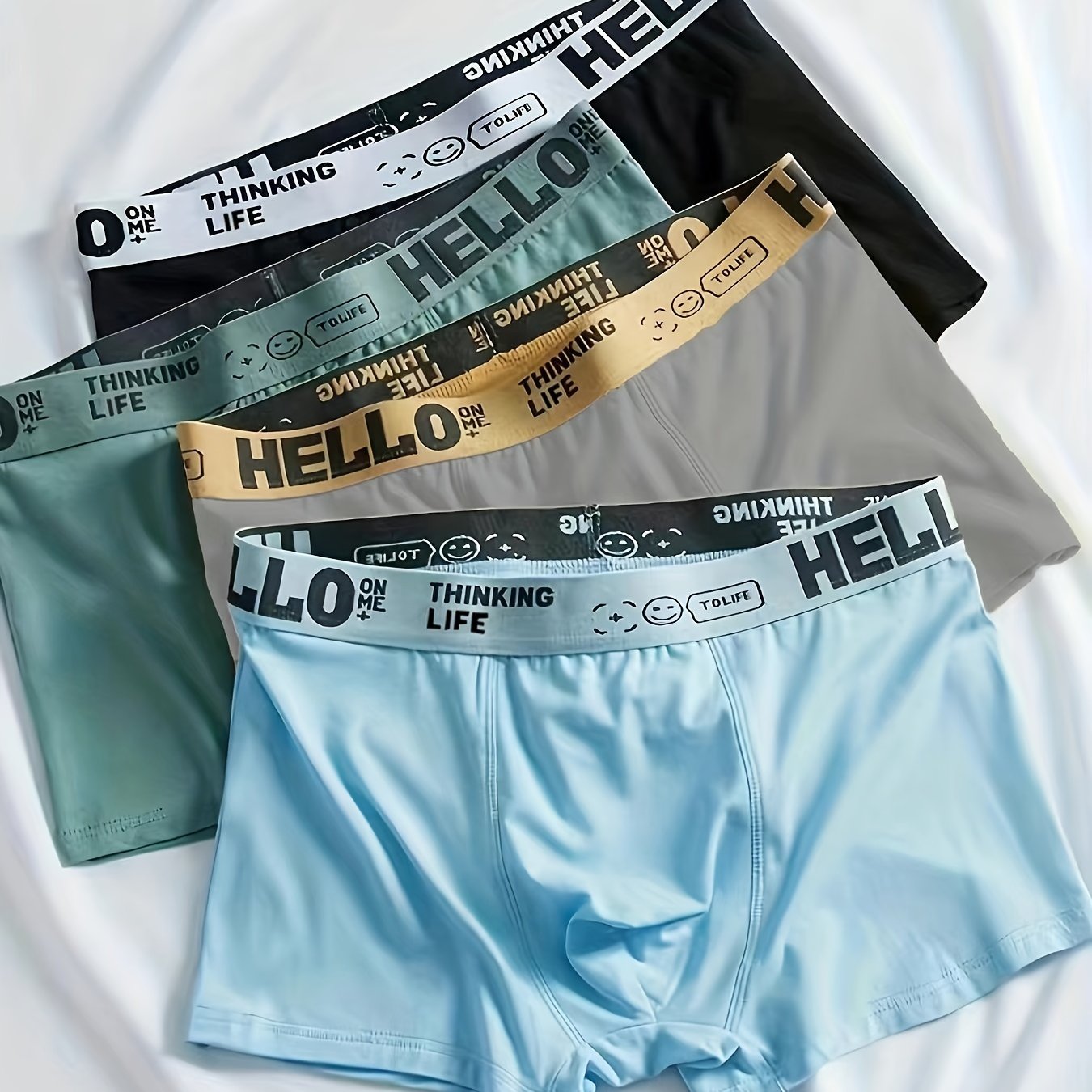 4PCS Men's Underpants Teenagers Men's Underpants Boxer Trendy Underpants Random Printing Non-positioning