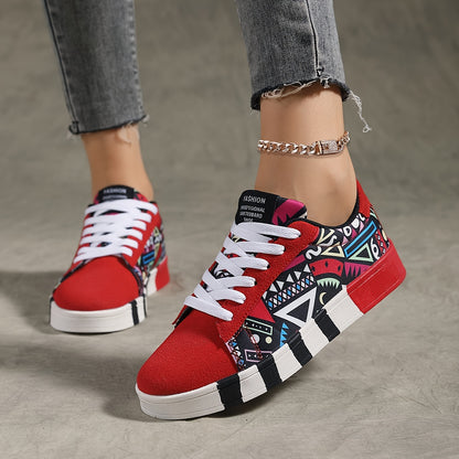 Graphic Pattern Lightweight Breathable Skate Shoes, Casual Versatile Wear Resistance Non Slip Walking Shoes Outdoor Sneakers For Women & Men