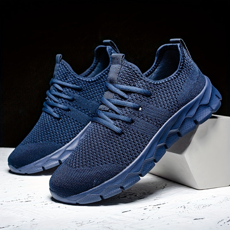 Men's Lightweight Breathable Running Shoe, Lace-Up Casual Sneakers for Gym, Jogging & Daily Wear (All-Season, Solid Color)