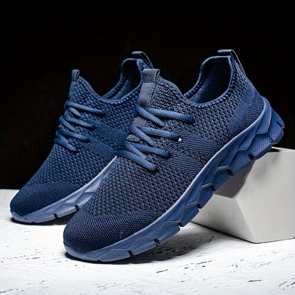 Men's Lightweight Breathable Running Shoe, Lace-Up Casual Sneakers for Gym, Jogging & Daily Wear (All-Season, Solid Color)