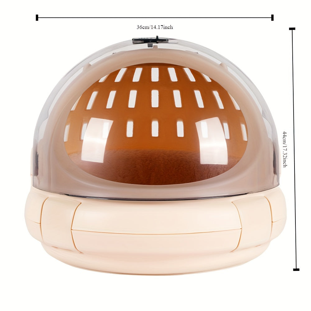 1pc Space Capsule Cat Litter Box, Portable Cat Carrier, PVC Material, Airline-Approved Pet Travel Carrier, Transparent Dome With Ventilation, Modern Cat Toilet, Handheld Cat Cage