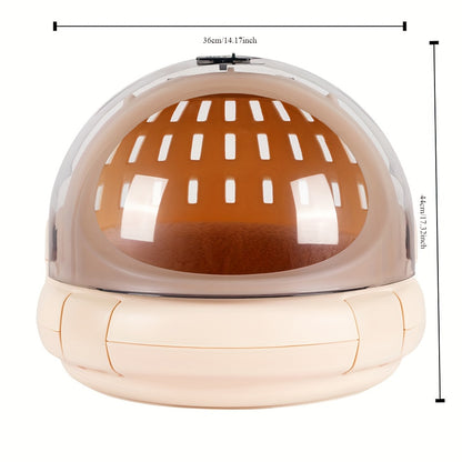 1pc Space Capsule Cat Litter Box, Portable Cat Carrier, PVC Material, Airline-Approved Pet Travel Carrier, Transparent Dome With Ventilation, Modern Cat Toilet, Handheld Cat Cage