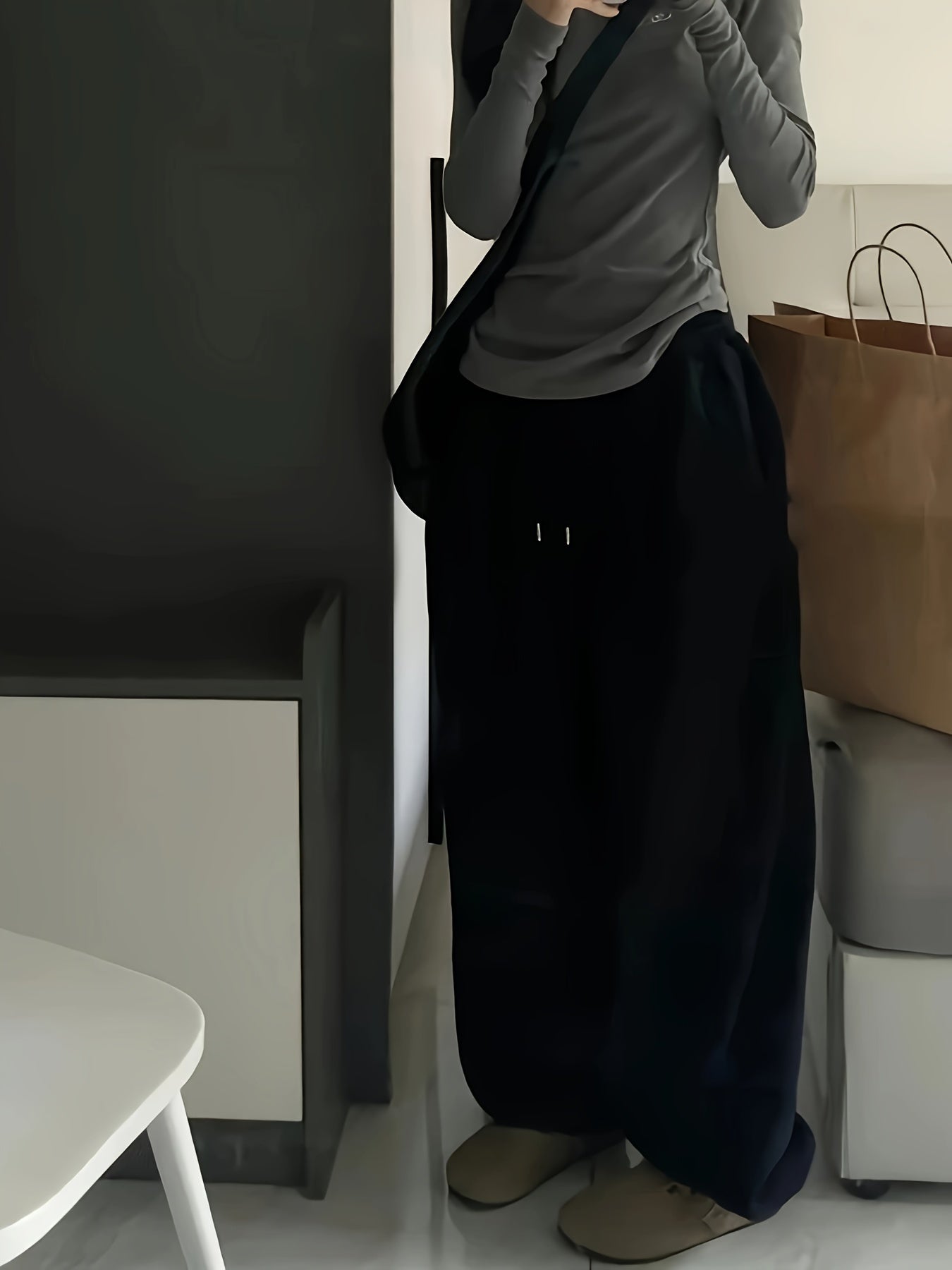 Pantaloni jogger con coulisse in tinta unita, pantaloni sportivi larghi e casual, abbigliamento da donna