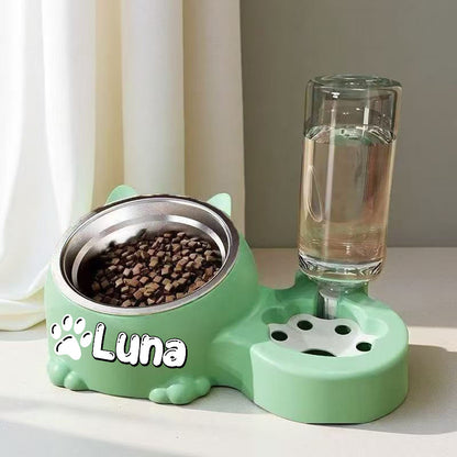 Automatic Smart Pet Feeder and Water Dispenser with Custom Name/Meal Times - Gravity-Fed System, Spill-Proof Design, Easy-Clean Durable Plastic Construction - for Cats, Small Dogs - Auto Food & Water Dispenser with Timer, Ide