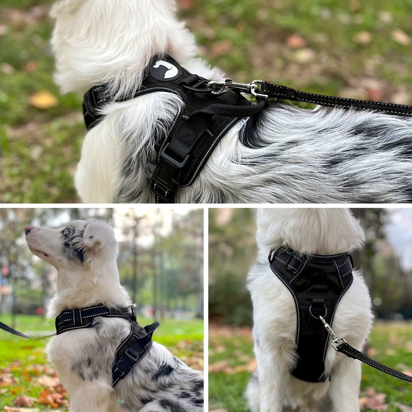 Dog Harness, Reflective No Choke Pet Vest With Front And Back 2 Leash Clips, Soft Padded Dog Harnesses With Easy Control Handle For Training And Walking