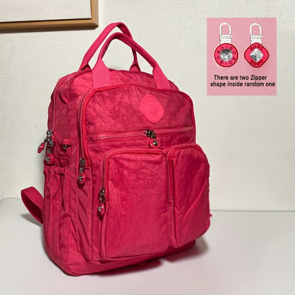 Zaino alla moda da donna, in nylon, con manico morbido, tinta unita, multitasche, con cerniera da viaggio, borse scolastiche femminili, zaino per laptop