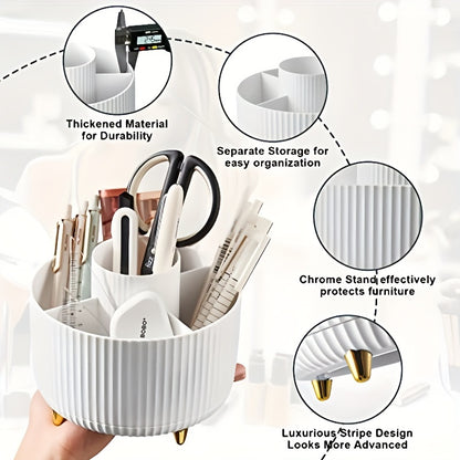 Organizer per il trucco girevole a 360° - 1 contenitore per cosmetici in plastica con 5 scomparti - Supporto multifunzionale per pennelli, rossetti, prodotti per la cura della pelle e cancelleria - Resistente