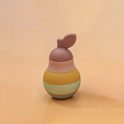 TYRY.HU Silicone Stacking Toys, Baby Building Blocks Fruit Nesting Design, Bpa Free Soft Silicone Stickers Colorful Stacking Block, Rubber Teething Toys Shape & Color Match Education Development Halloween, Thanksgiving And Ch