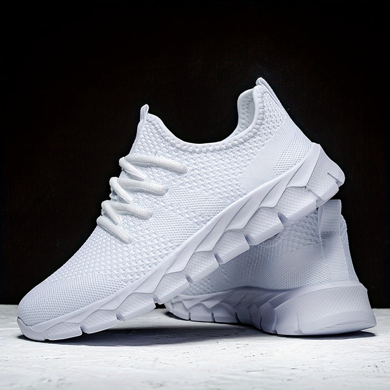 Men's Lightweight Breathable Running Shoe, Lace-Up Casual Sneakers for Gym, Jogging & Daily Wear (All-Season, Solid Color)
