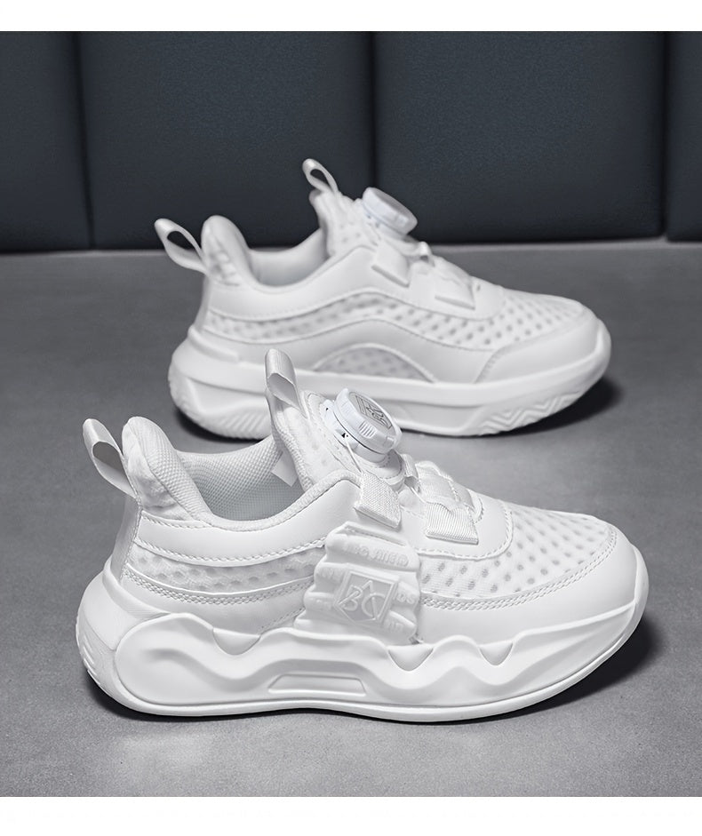 Sneakers basse casual con bottone girevole per ragazze, sneakers traspiranti, leggere e resistenti all'usura per la primavera e l'autunno