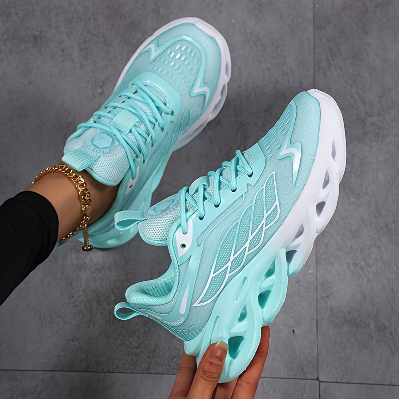 Women'S Breathable Mesh Running Sneakers - Lightweight, Height-Boosting Casual Sneakers with Phylon Sole, All-Season Comfort, Blue & White Design, Perfect for Casual Attire or Outdoor Activities