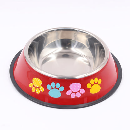 Adorabile ciotola per cani con stampa a zampa - Acciaio inossidabile, antiscivolo e antiruggine, resistente stazione di alimentazione per il tuo amico peloso - Elegante bacinella per acqua e cibo