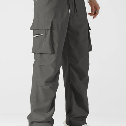 Men's Stylish Cargo Pants - Casual Loose Fit with Multiple Pockets, Perfect for Spring/Fall Outdoor Activities